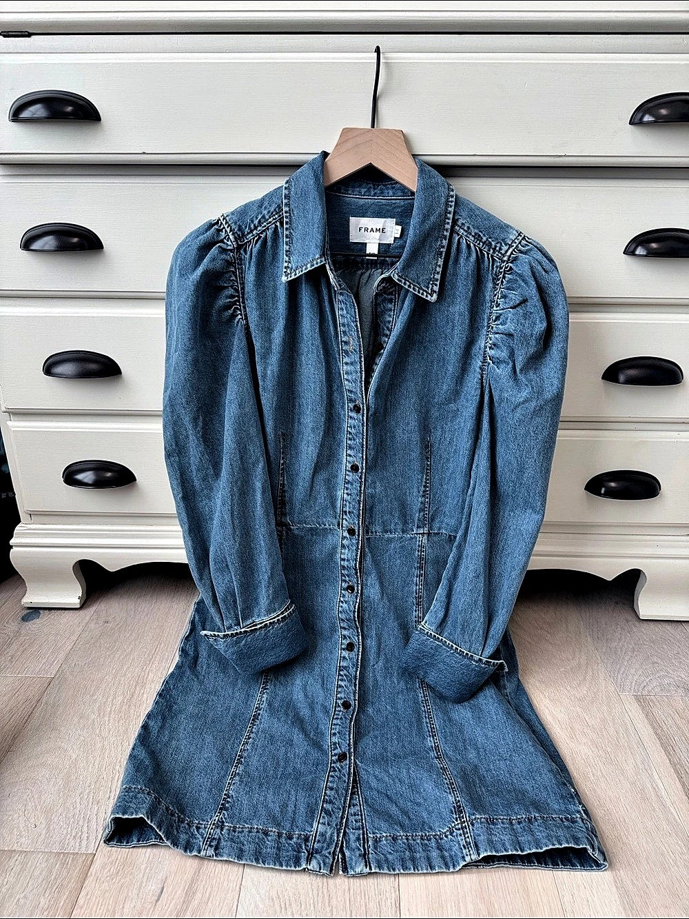 FRAME The Play Dress Denim Mini Dress Blue